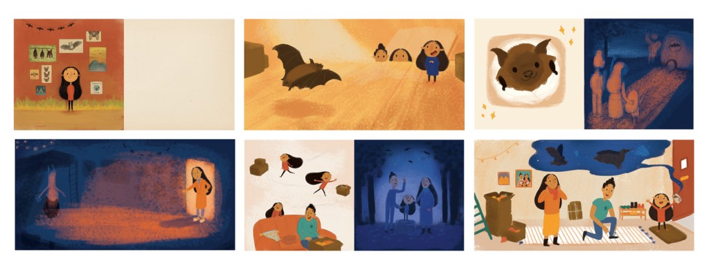 Amara and the Bats by Emma Reynolds colour roughs